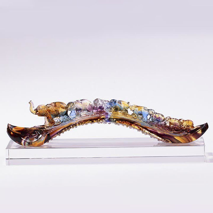 Handmade Liuli Crystal Ruyi Elephant Art Piece Home Decoration With Crystal Base - image 8