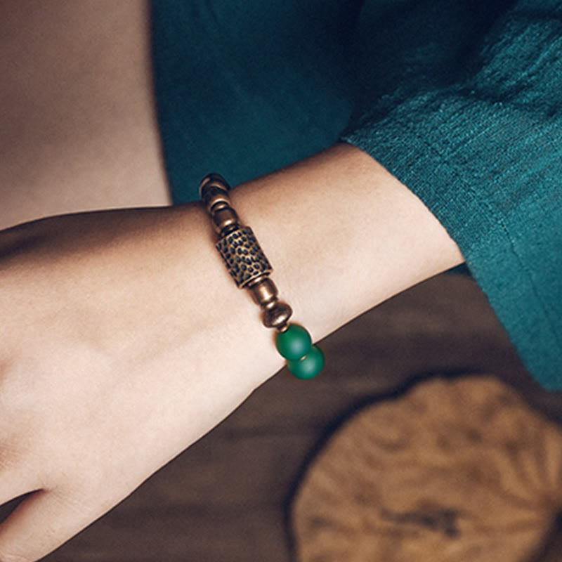 Buddha Stones Tibetan Red Agate Green Agate Copper Confidence Fortune Bracelet - image 10