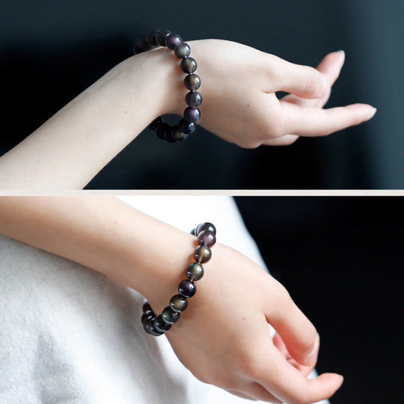 Buddha Stones Natural Rainbow Obsidian Positive Bracelet - image 6
