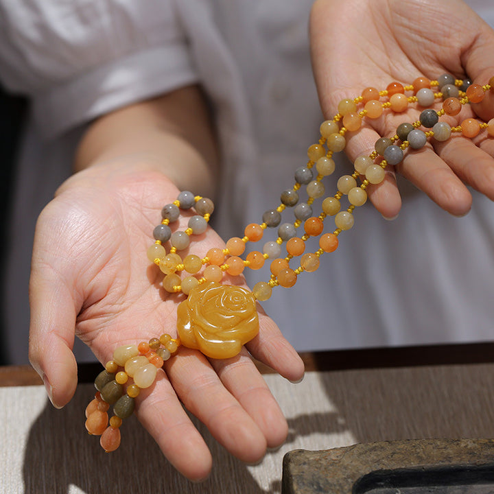 Buddha Stones Tibetan Golden Silk Jade Wealth Pendant Necklace - image 3