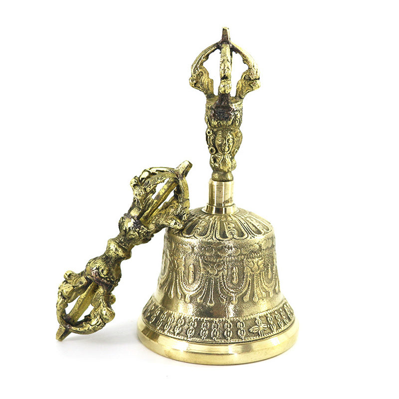 Buddha Stones Tibetan Meditation Bell and Vajra Dorje Copper Balance Handmade Decoration Set - image 0