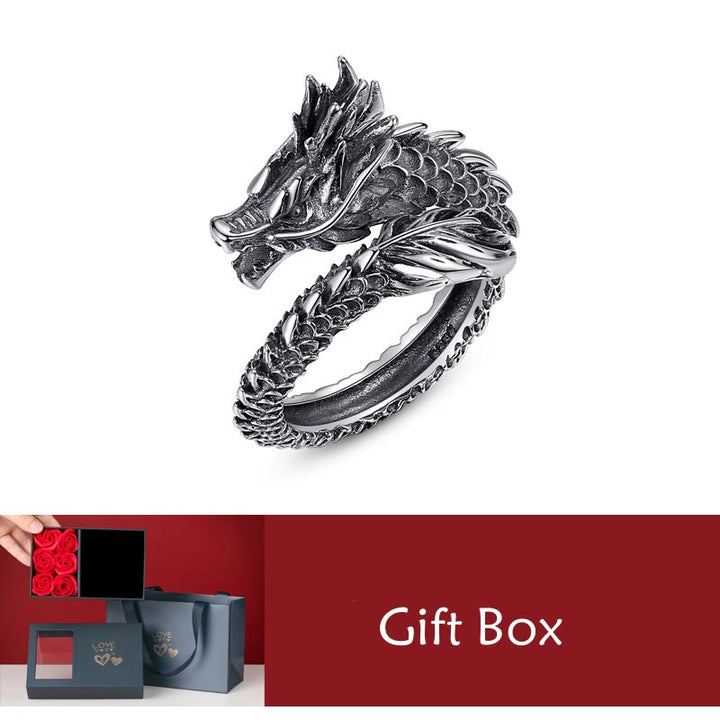 Buddha Stones 925 Sterling Silver Vintage Dragon Success Protection Strength Adjustable Ring - 925 Sterling Silver Dragon&Gift Box - image 5