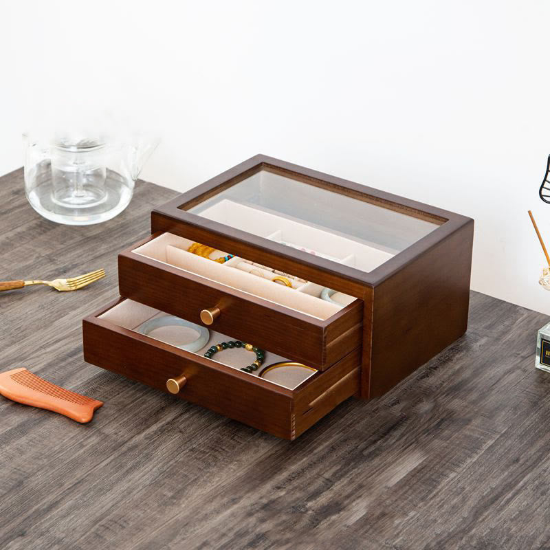 Buddha Stones Retro Solid Wood Jewelry Box Jewelry Storage Box With Drawer - image 13