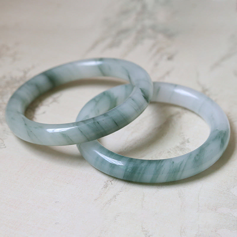 Buddha Stones Natural Jade Luck Prosperity Bangle Bracelet - image 1