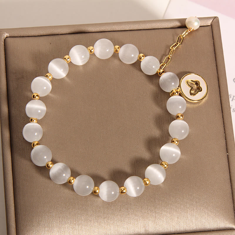 Buddha Stones Cat's Eye Butterfly Charm Love Bracelet - image 4