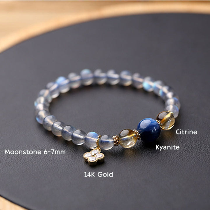 Buddha Stones Natural Moonstone Flower Chram Healing Beads Bracelet - image 10