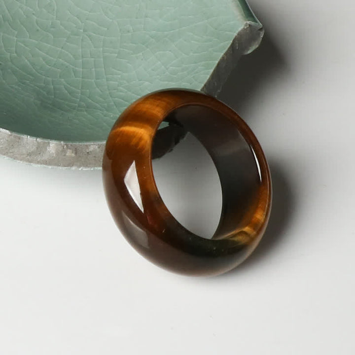 Buddha Stones Tiger Eye Stone Strength Protection Ring - 18-21mm - image 3