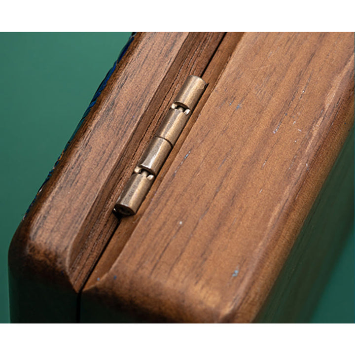 Vintage Handmade Black Walnut Wood Jewelry Storage Box With Mirror - image 10