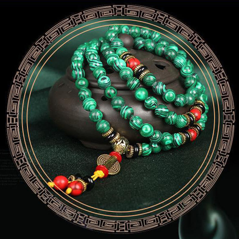 Buddha Stones Tibetan 108 Mala Malachite Beads Bracelet Necklace - image 7
