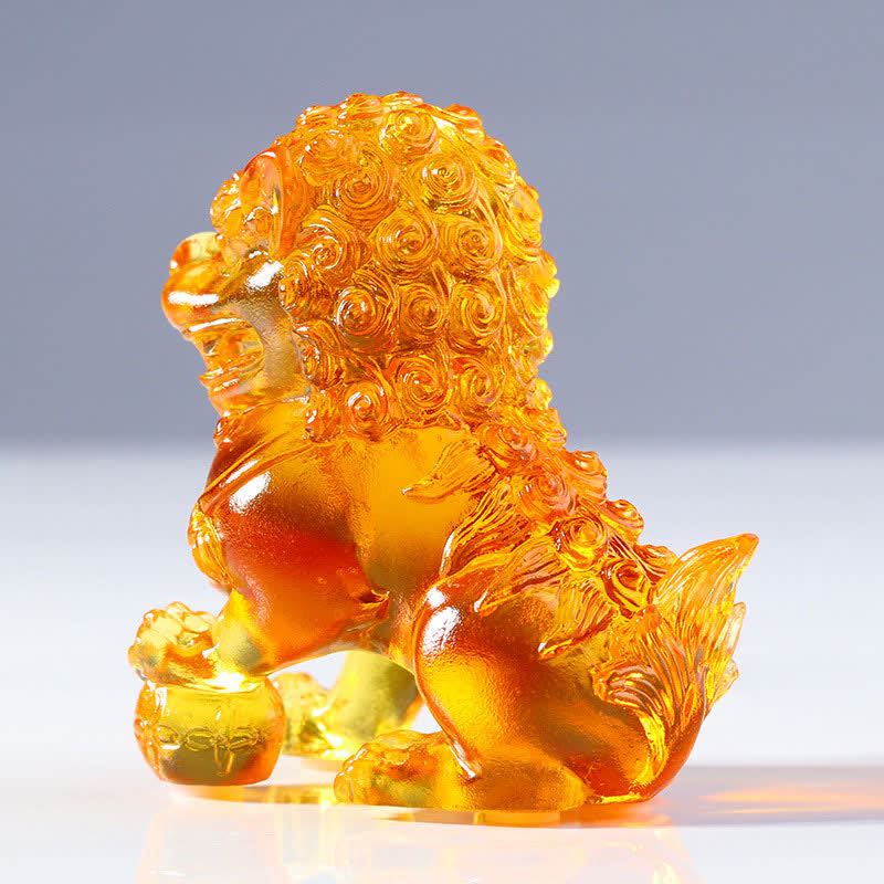 Handmade Liuli Crystal Lion Art Piece Strength Home Office Decoration - image 12