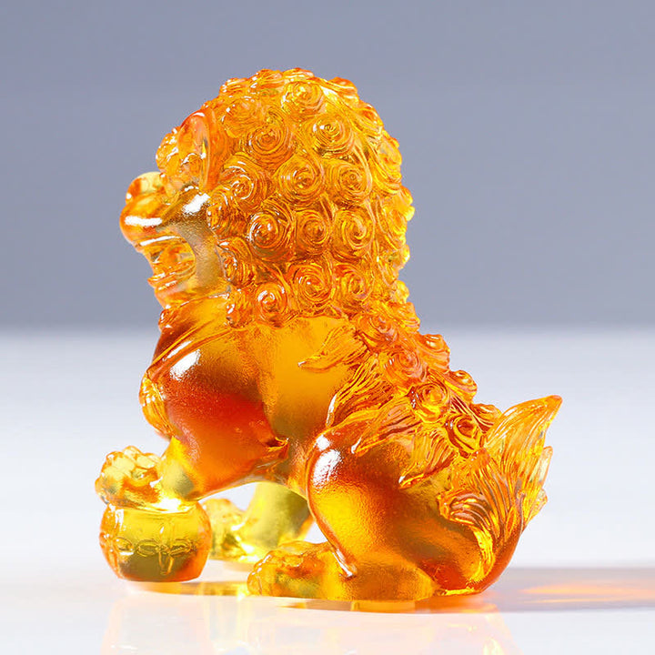 Handmade Liuli Crystal Lion Art Piece Strength Home Office Decoration - image 12