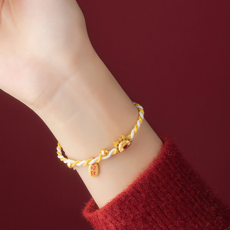 ❗❗❗A Flash Sale- Buddha Stones 925 Sterling Silver Year Of The Dragon Dumpling Design Attract Fortune Luck Braided Bracelet - image 8