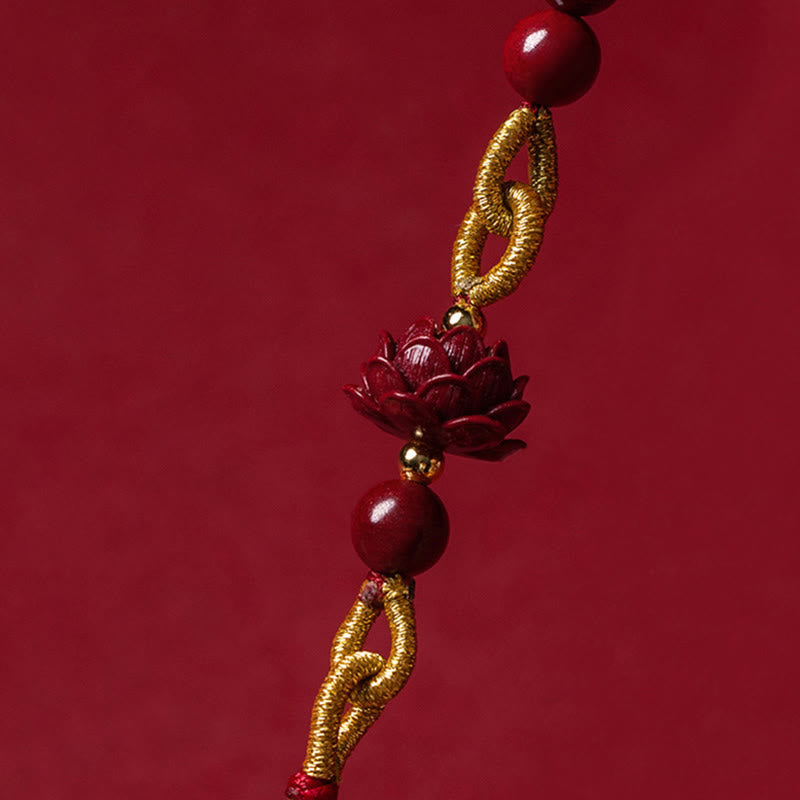 Buddha Stones One's Luck Improves Design Patern Natural Cinnabar Lotus Blessing Car Hanging Decoration - image 3