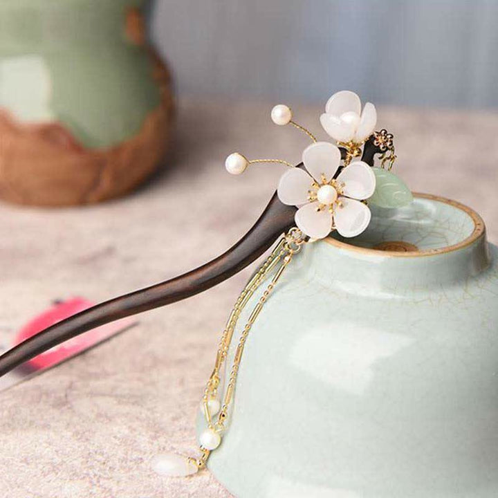 Buddha Stones Ebony Flower Protection Blessing Hairpin Decorations - image 3