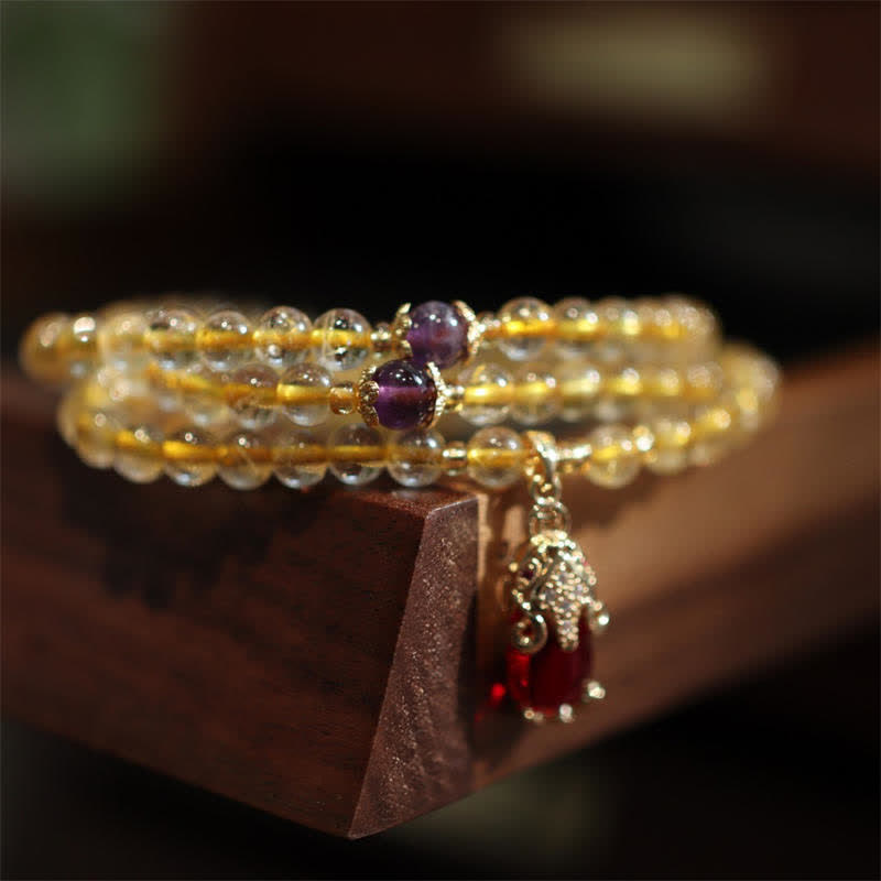 Buddha Stones Citrine Amethyst PiXiu Prosperity Happiness Protection Bracelet - Citrine(Happiness♥Prosperity) - image 0