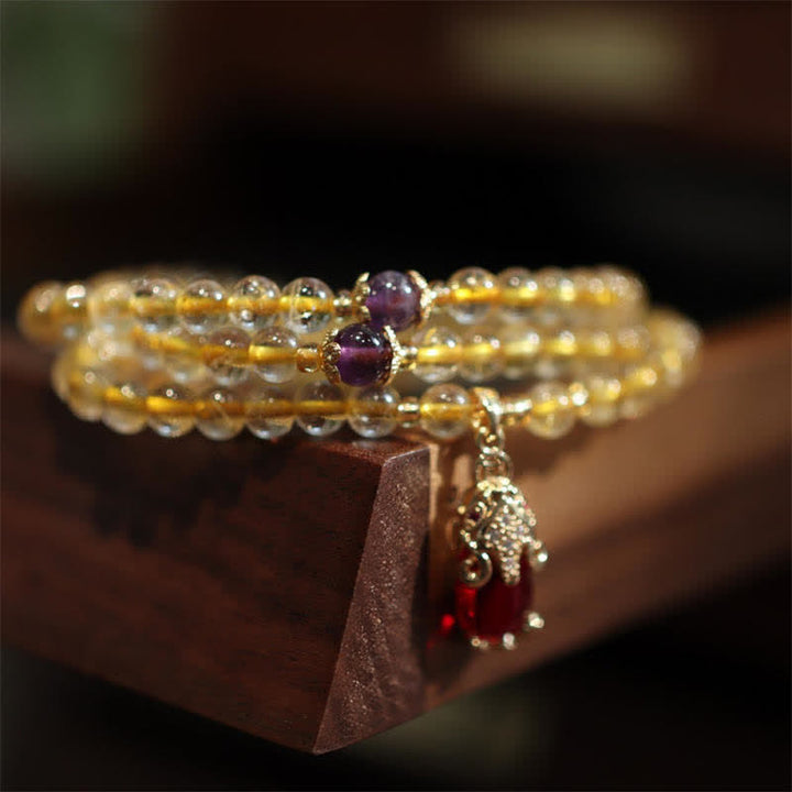 Buddha Stones Citrine Amethyst PiXiu Prosperity Happiness Protection Bracelet - Citrine(Happiness♥Prosperity) - image 0