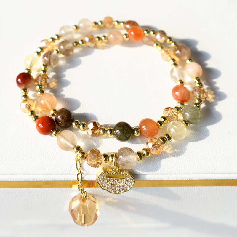 Buddha Stones Colorful Rutilated Quartz Double Wrap Spiritual Growth Bead Bracelet - image 3