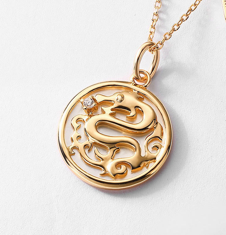 ❗❗❗A Flash Sale- Buddha Stones 925 Sterling Silver Tridacna Stone Year of the Dragon Fu Character Luck Strength Necklace Pendant - image 3