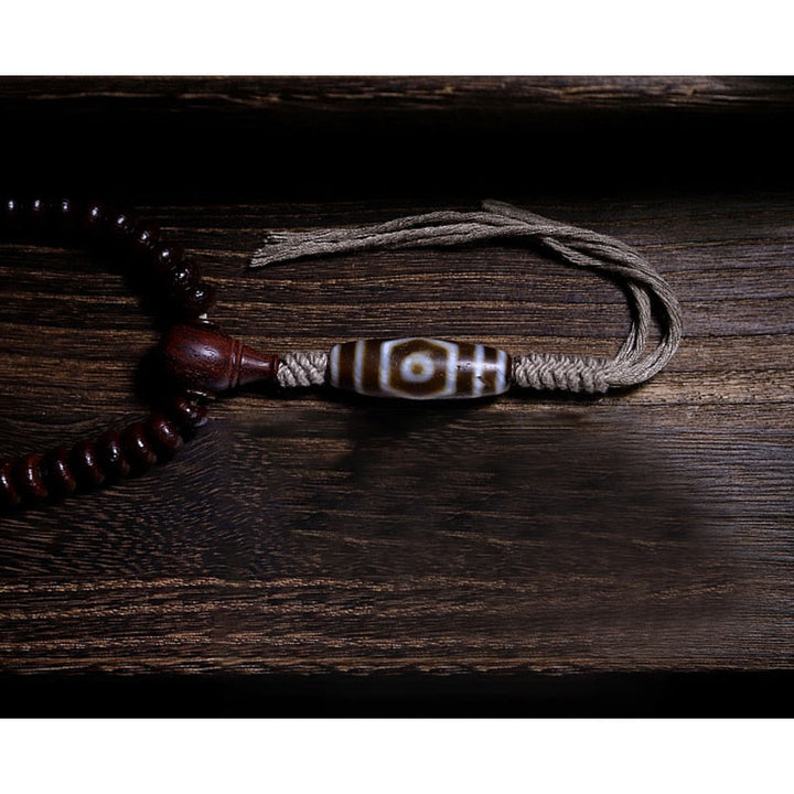 Buddha Stones Natural Tibet 108 Mala Beads Purple Bodhi Seed Three-eyed Dzi Bead Copper Dorje Harmony Bracelet - image 12