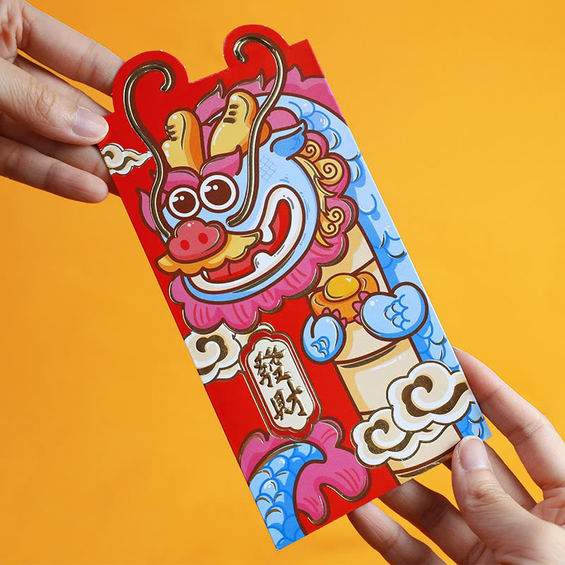 Buddha Stones 6Pcs Chinese Red Envelope Year of the Dragon Lucky Money Envelopes Auspicious Dragon Design 2024 Chinese New Year Dragon Year Envelope - image 4
