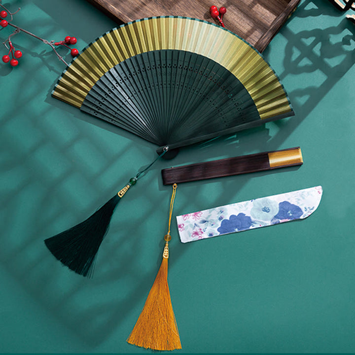 Buddha Stones Gradient Handheld Bamboo Folding Fan - image 5