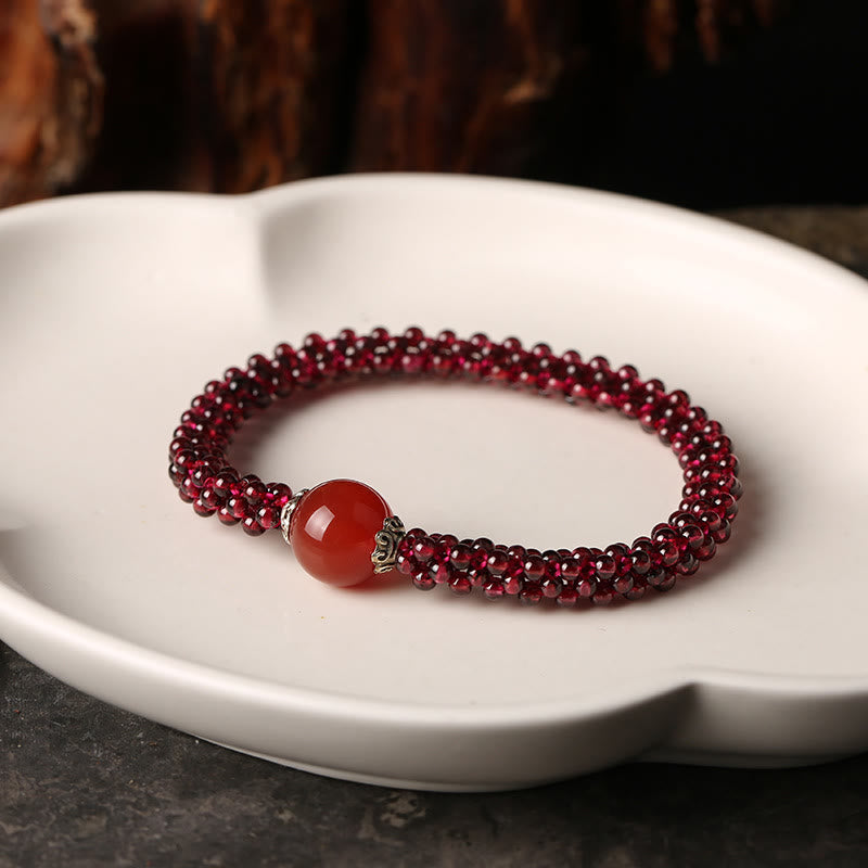Buddha Stones Natural Garnet Pink Crystal Red Agate Amazonite Bead Protection Bracelet - image 8