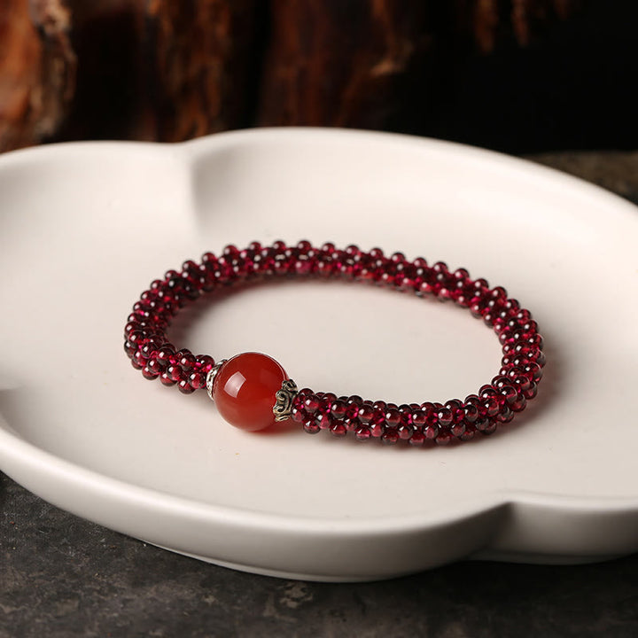 Buddha Stones Natural Garnet Pink Crystal Red Agate Amazonite Bead Protection Bracelet - image 8