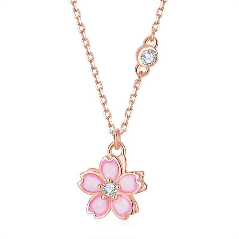 Buddha Stones 925 Sterling Silver Cherry Blossom Flower Rotatable Protection Necklace Pendant - image 6