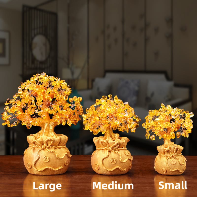 Buddha Stones Natural Citrine Money Tree Gemstone Ornament - Feng Shui for Prosperity - image 1