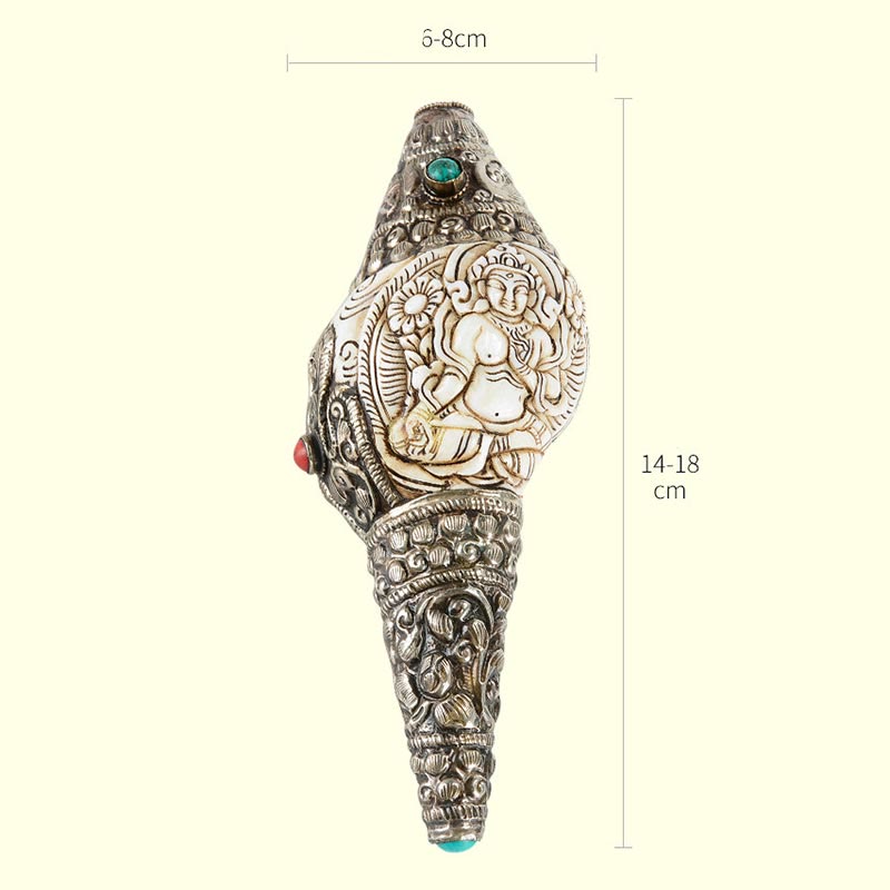 Tibetan Handmade Engraved Shankha Buddha Conch Shell Wealth Positive Decoration - image 19