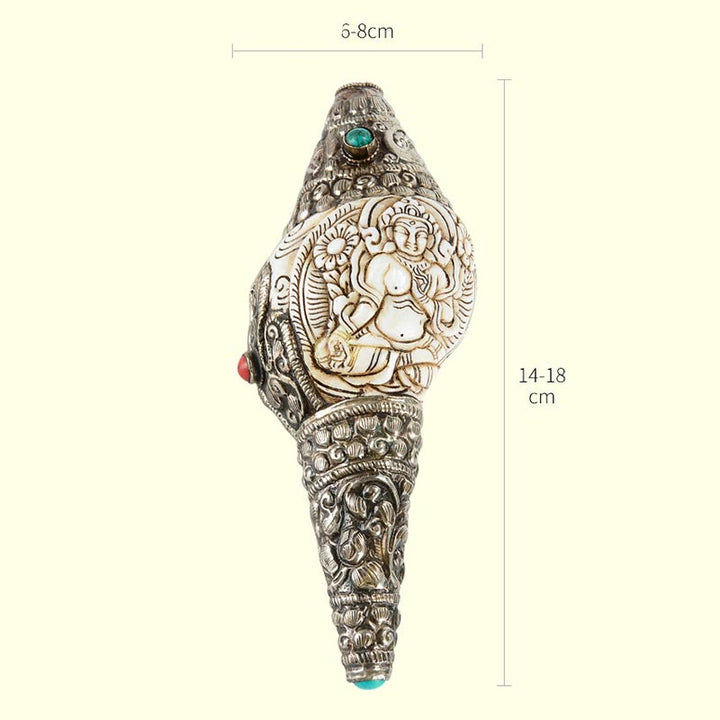 Tibetan Handmade Engraved Shankha Buddha Conch Shell Wealth Positive Decoration - image 19