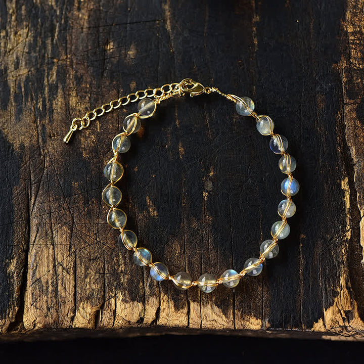 Buddha Stones Natural Moonstone 14K Gold Healing Positive Bracelet - image 5