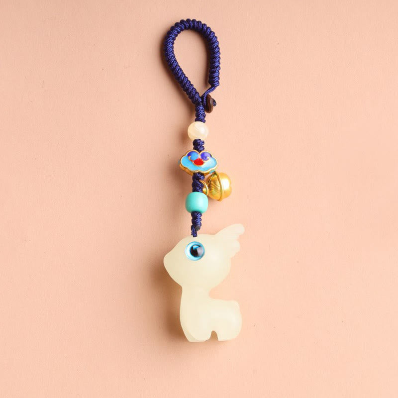Buddha Stones Mini Cute Deer Glowstone Luminous Lucky Deer Energy Key Chain Phone Car Hanging Decoration - image 7