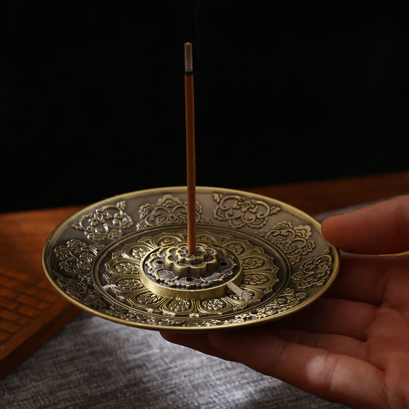 Buddha Stones Lotus Dragon Phoenix Eight Auspicious Symbols Zinc Alloy Incense Stick Holder Healing Incense Burner Decoration - image 2