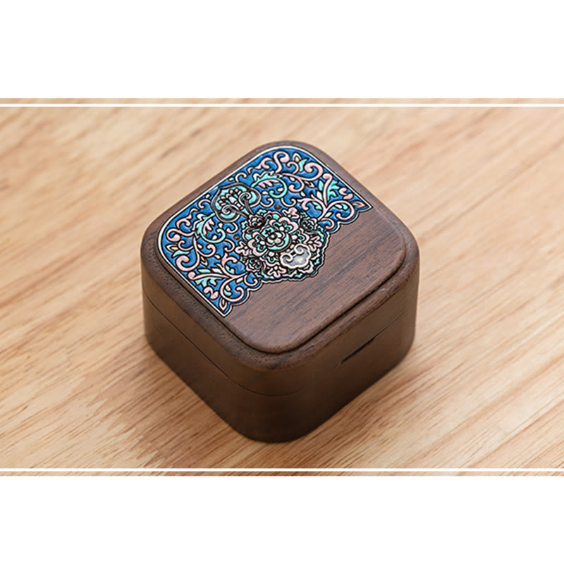 Retro Handmade Black Walnut Wood Ring Jewelry Storage Box Leaf Wooden Gift Box - image 9