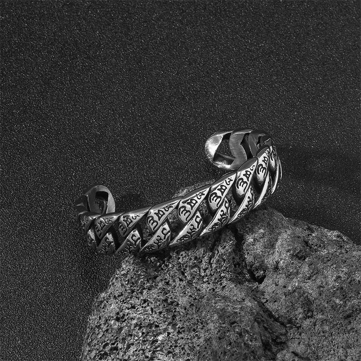 Buddha Stones Tibetan Om Mani Padme Hum Mantra Titanium Steel Peace Cuf Bangle Bracelet - image 4