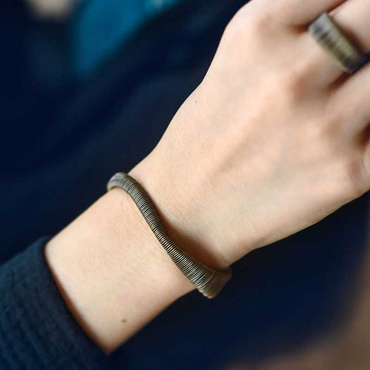 Buddha Stones Simple Design Wrapped Copper Luck Wealth Adjustable Cuff Bracelet - image 9