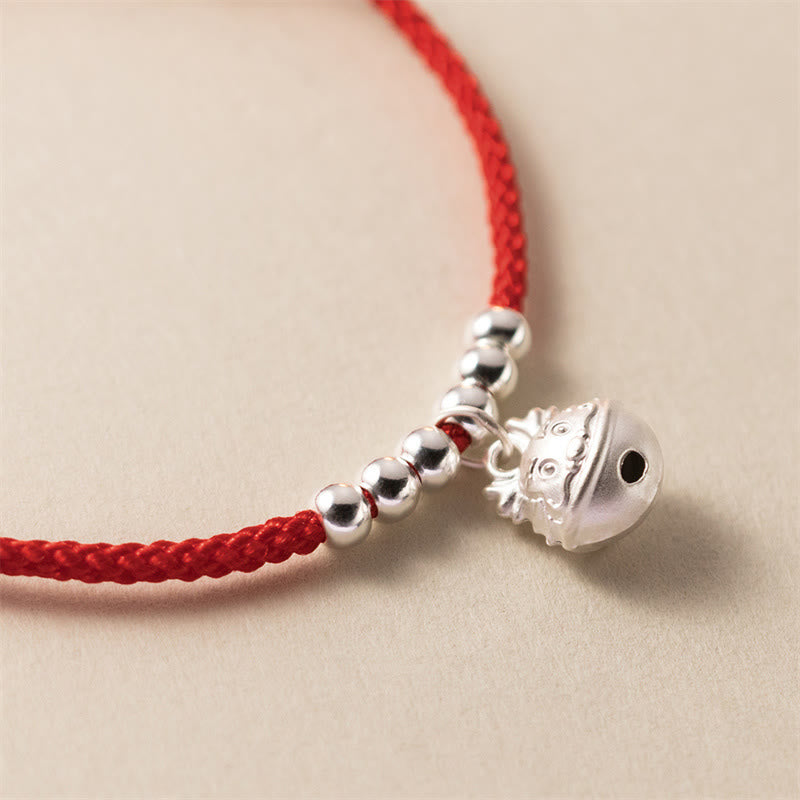 Buddha Stones Year of the Dragon 925 Sterling Silver Handmade Dragon Carved Success Braided Red Bracelet - image 3