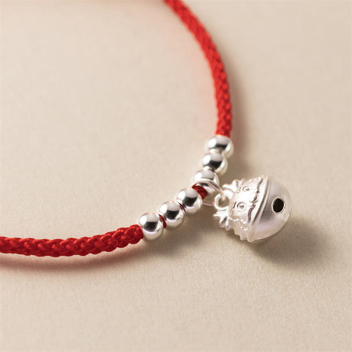 Buddha Stones Year of the Dragon 925 Sterling Silver Handmade Dragon Carved Success Braided Red Bracelet - image 3