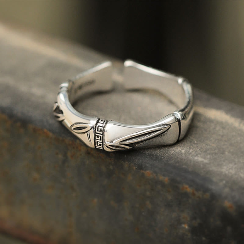 Buddha Stones Simple Bamboo Design Copper Luck Wealth Adjustable Ring - Bamboo Design - image 0