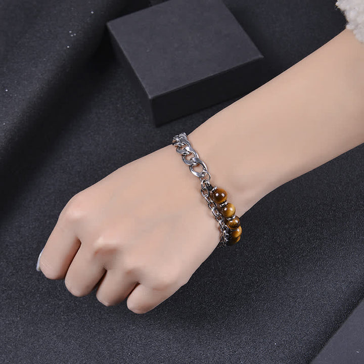 Buddha Stones Tiger Eye Picasso Jasper Frosted Stone Strength Bracelet - image 4