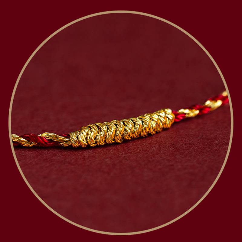 Buddha Stones 14K Gold Plated Handmade Red Gold Rope King Kong Knot Braided Luck Bracelet - image 9
