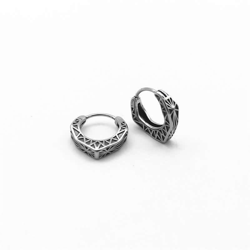 Viking Hoop Titanium Steel Balance Earrings - Silver - image 0