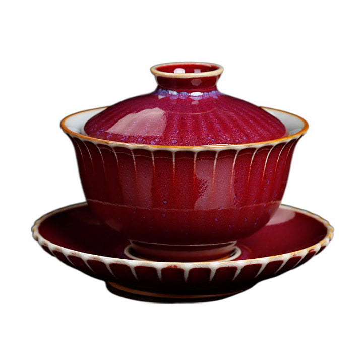 Buddha Stones Retro Glaze Kiln Change Ceramic Gaiwan Sancai Teacup Kung Fu Tea Cup And Saucer With Lid - image 6