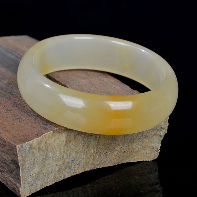 Buddha Stones Natural Golden Silk Jade Luck Wealth Bracelet Bangle - image 5