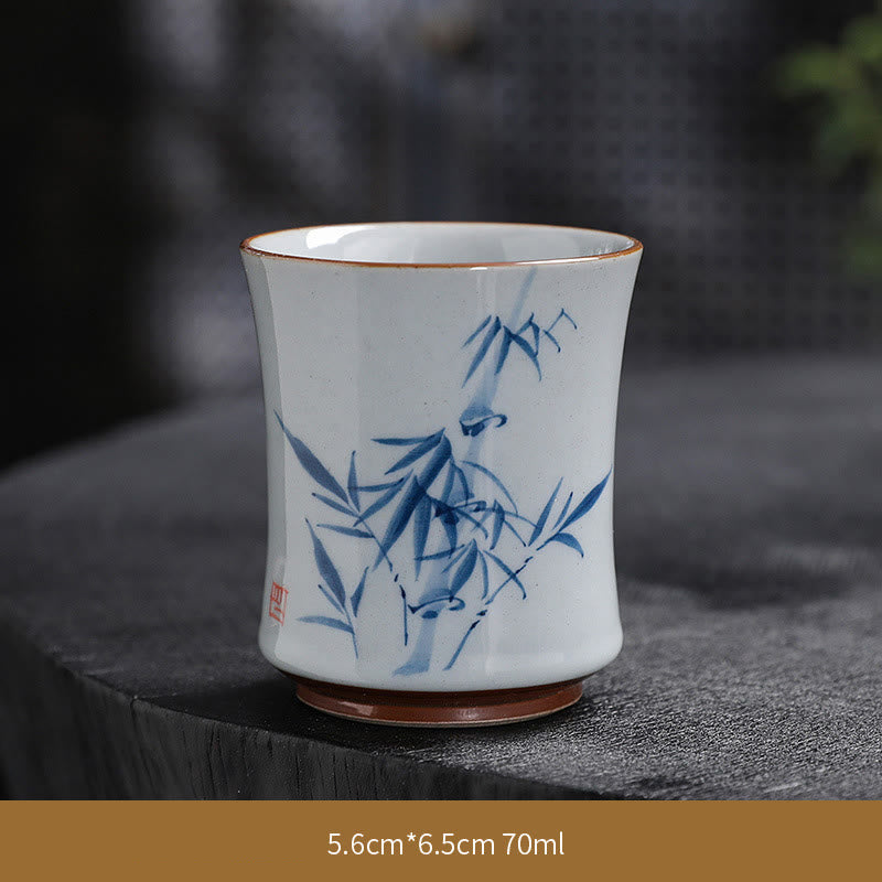 Buddha Stones Lotus Flower Leaf Bamboo Ceramic Teacup Kung Fu Tea Cups - Bamboo - 5.6cm*6.5cm*70ml - image 28