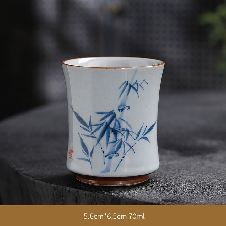 Buddha Stones Lotus Flower Leaf Bamboo Ceramic Teacup Kung Fu Tea Cups - Bamboo - 5.6cm*6.5cm*70ml - image 28