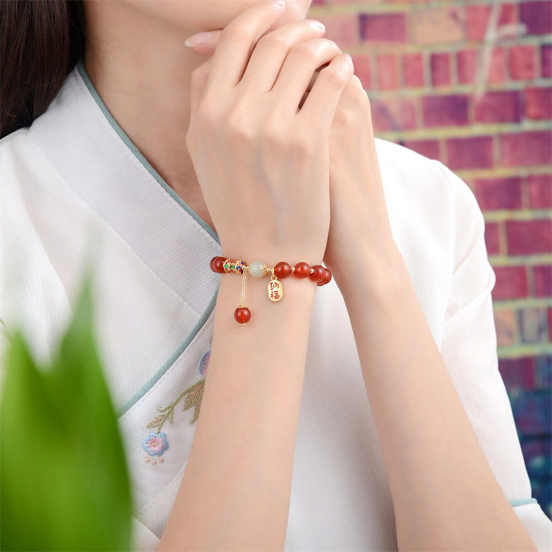 Buddha Stones Natural Red Agate Jade Confidence Fortune Blessing Charm Bracelet - image 8