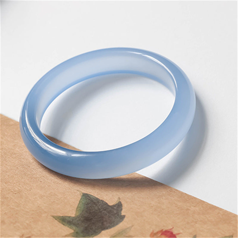 Buddha Stones Blue Chalcedony Emotional Balance Bracelet Bangle - 64mm - image 0