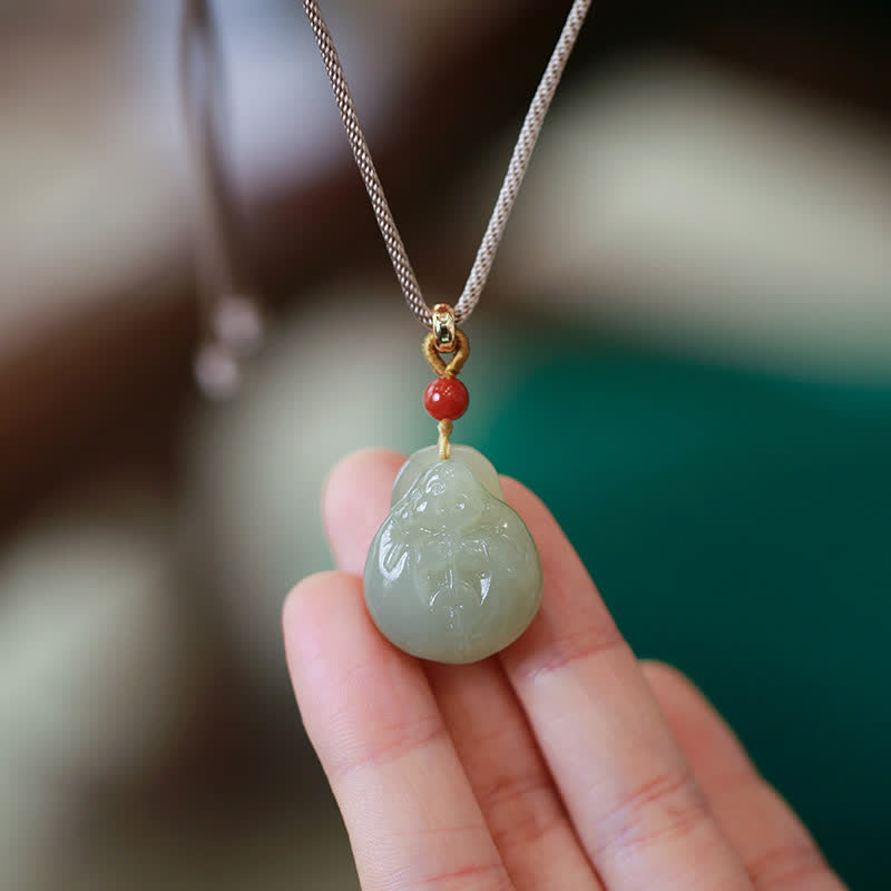 Buddha Stones Laughing Buddha Hetian Jade Wealth Prosperity String Necklace Pendant - Hetian Jade (Prosperity ♥ Abundance) - image 0